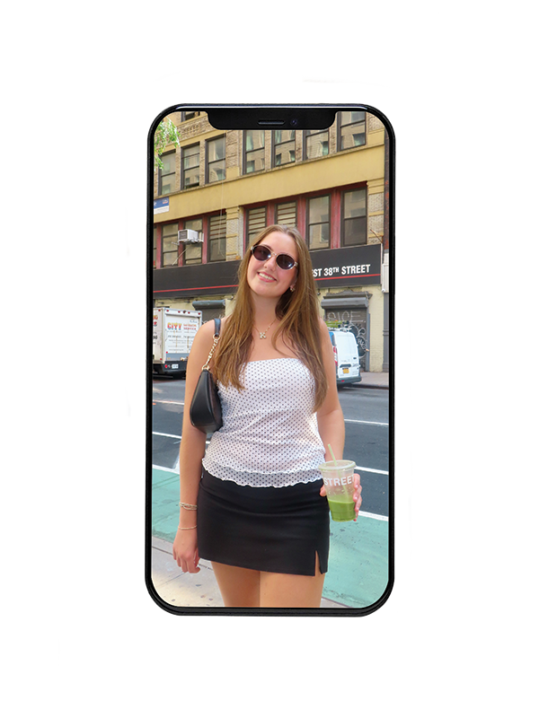 Phone with photo of Kayla