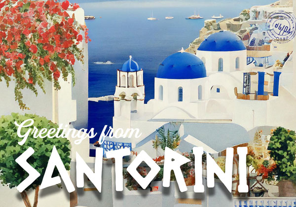 Greece postcard designed with Adobe Firefly